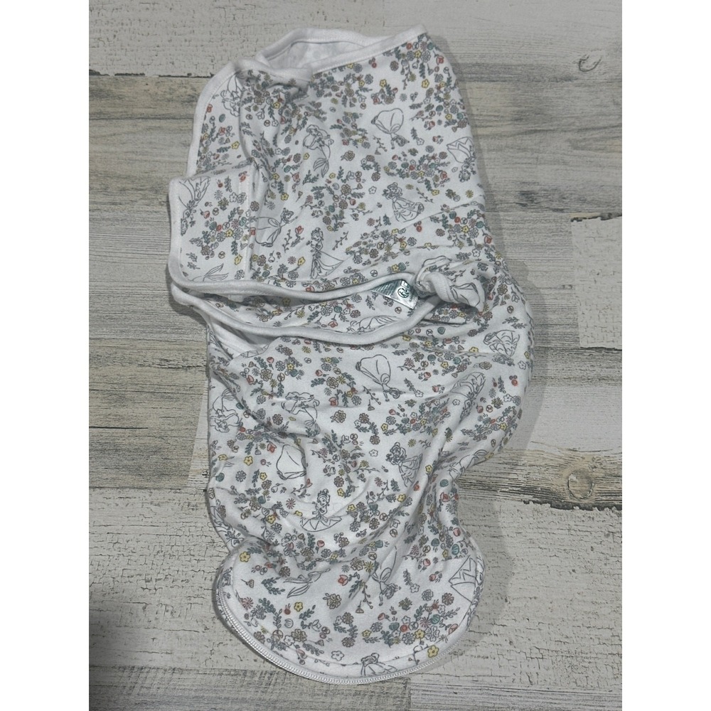 Disney Baby Aden Anais Swaddle 0-3M White Floral Princess Ariel Belle‎ EUC